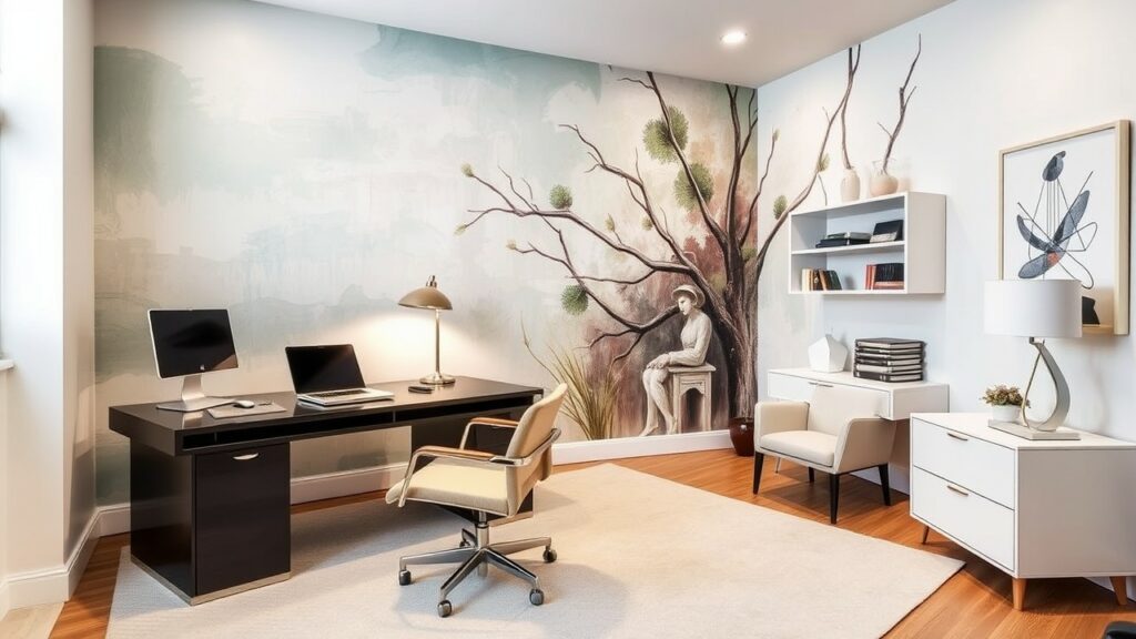 20 Artistic Mural Luxury Home Office Ideas