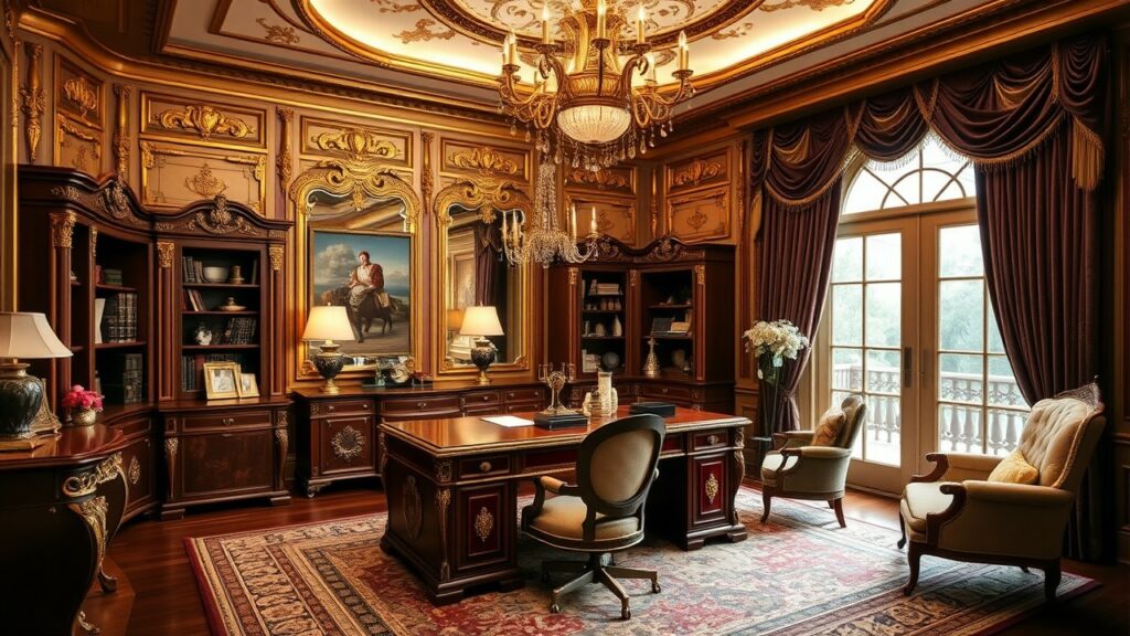 20 Lavish Golden Era Luxury Home Office Ideas