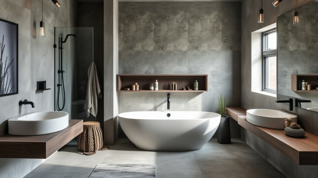 20 Minimalist Concrete Luxury Bathroom Design Ideas