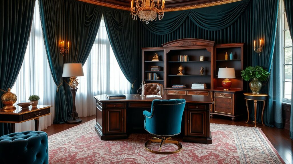 20 Velvet-Draped Luxury Home Office Inspirations