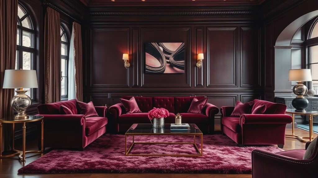 20 Wine-Toned Living Room Concepts