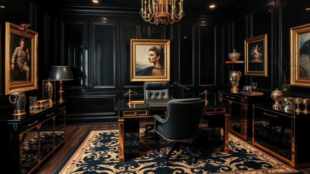 21 Black and Gold Luxury Home Office Designs