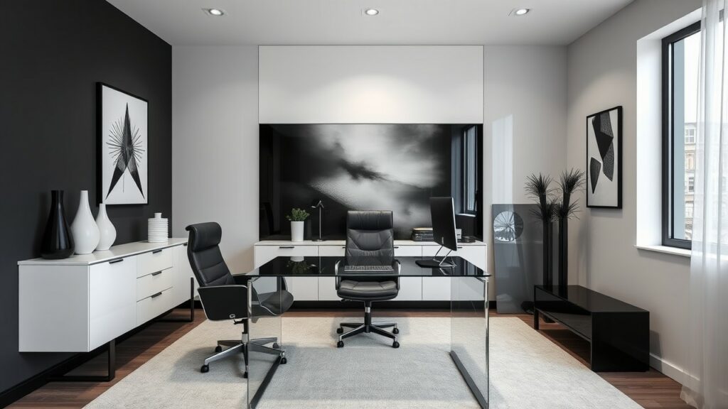 21 Contemporary Monochrome Luxury Home Office Ideas