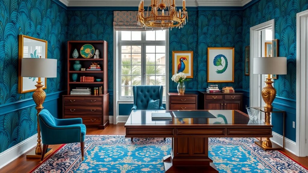 21 Peacock-Inspired Luxury Home Office Inspirations