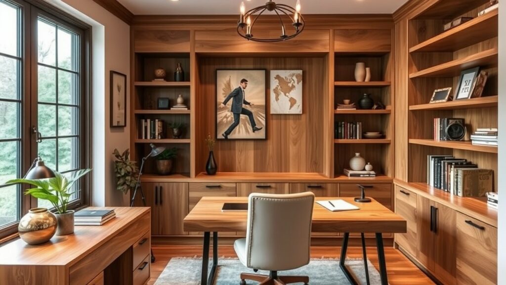 21 Warm Wood Accent Luxury Home Office Ideas