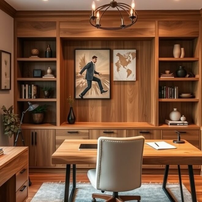 21 Warm Wood Accent Luxury Home Office Designs for Cozy Productivity (#11 Will Refresh You!)