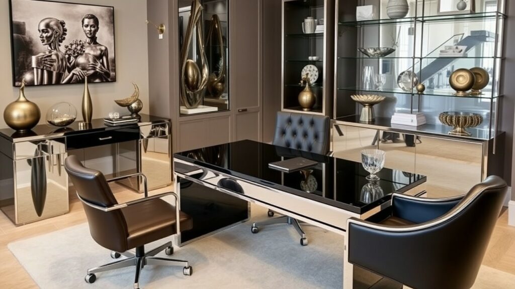 22 Metallic Accents Luxury Home Office Designs