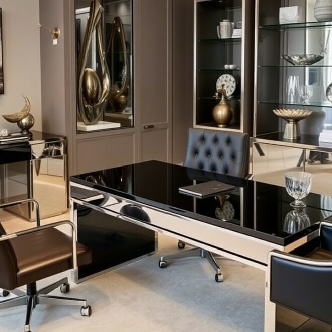 22 Metallic Accents Luxury Home Office Designs for Glamorous Sophistication (#14 Will Shine Bright!)