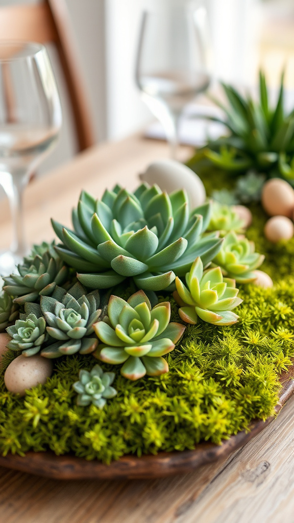 14. Earthy Succulent and Moss Platter