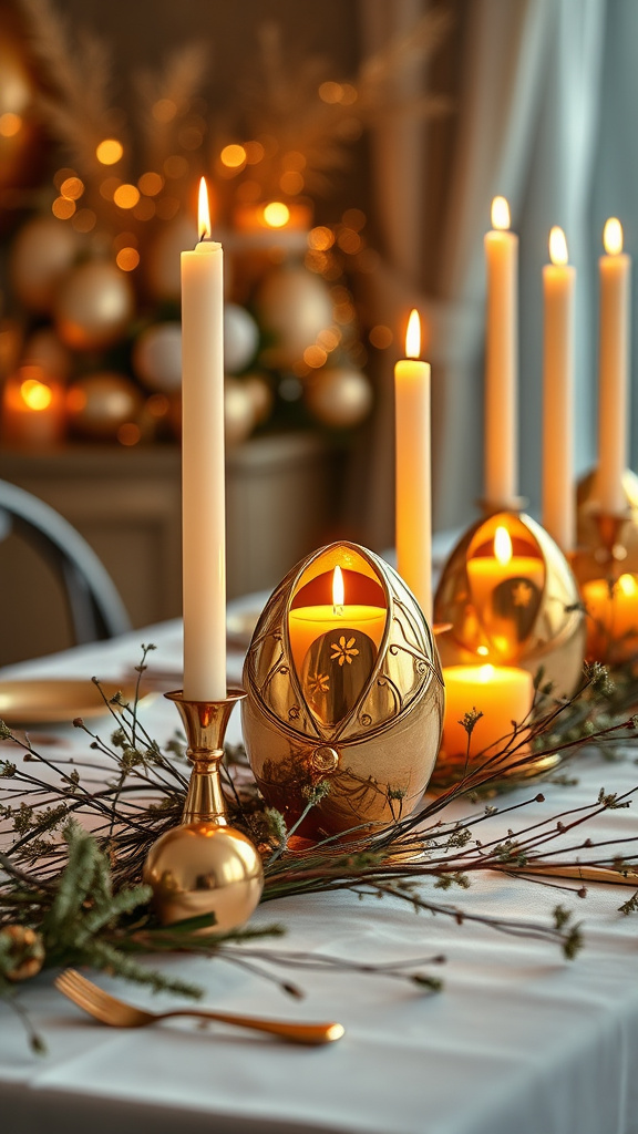 16. Golden Egg Candle Holders