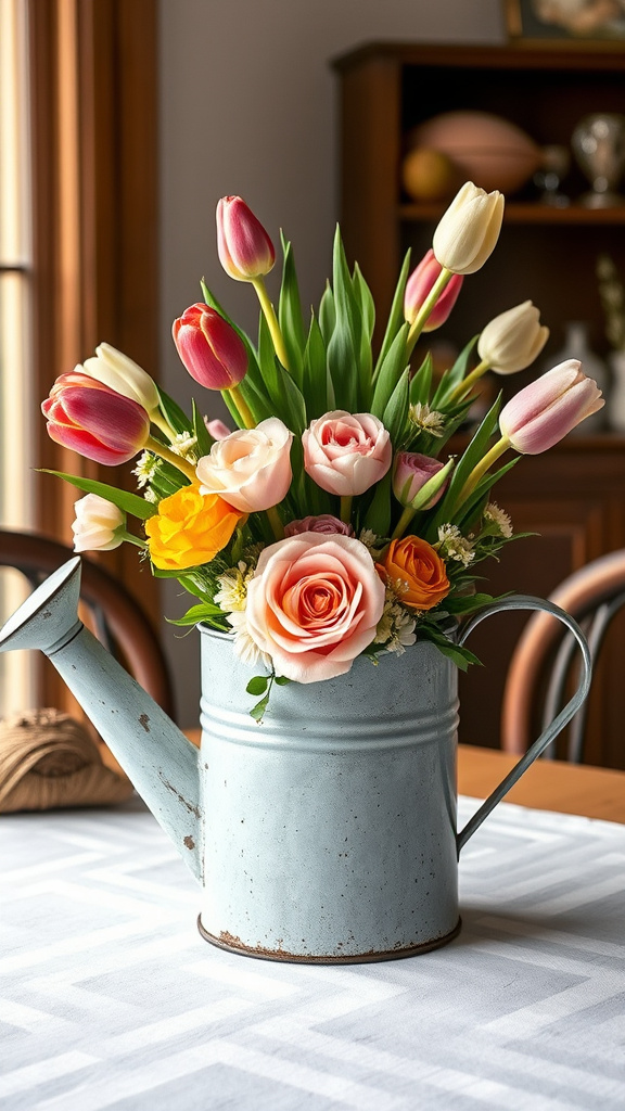 17. Watering Can Flower Arrangement