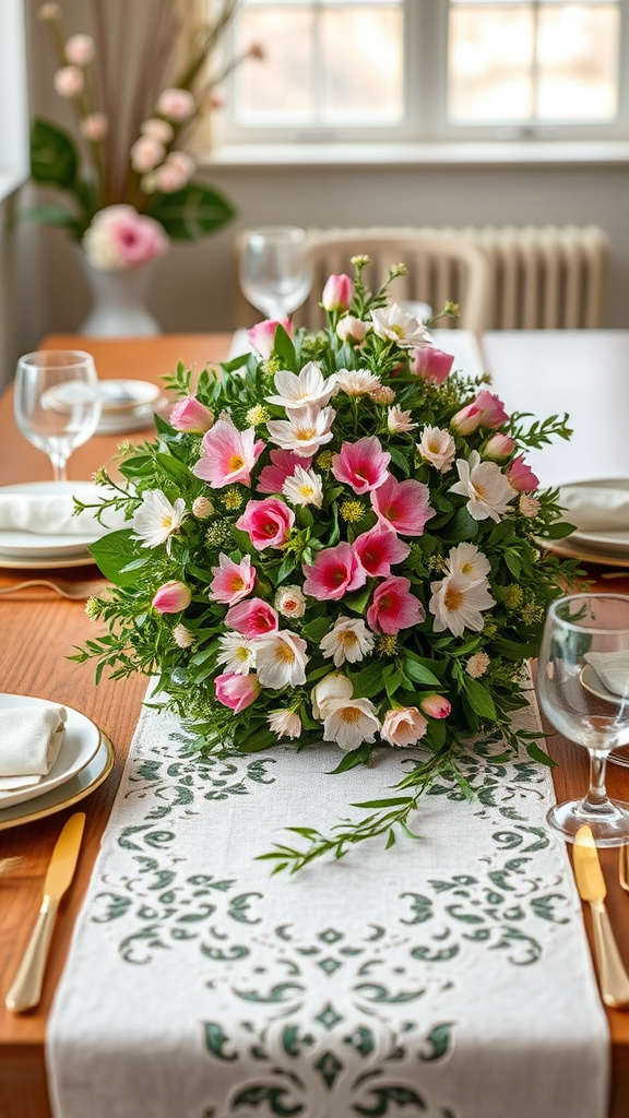 5. Floral Wreath Table Runner