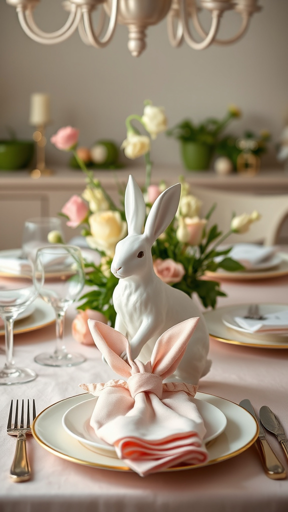 1. Elegant Bunny-Themed Table Settings