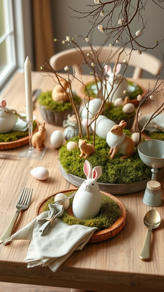 7. Whimsical Woodland Easter Table Decor