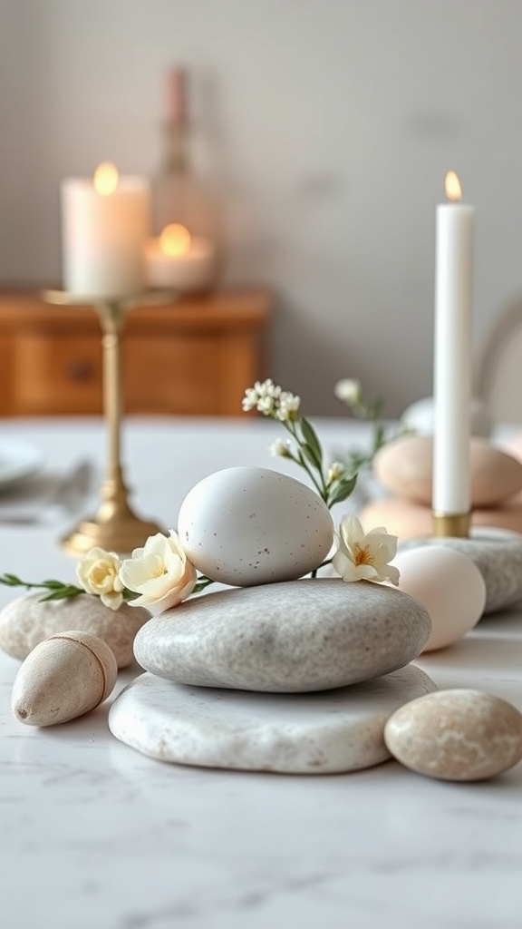 10. Sleek Stone Easter Centerpieces