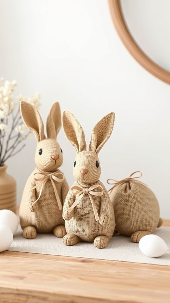 13. Elegant Burlap Bunny Décor