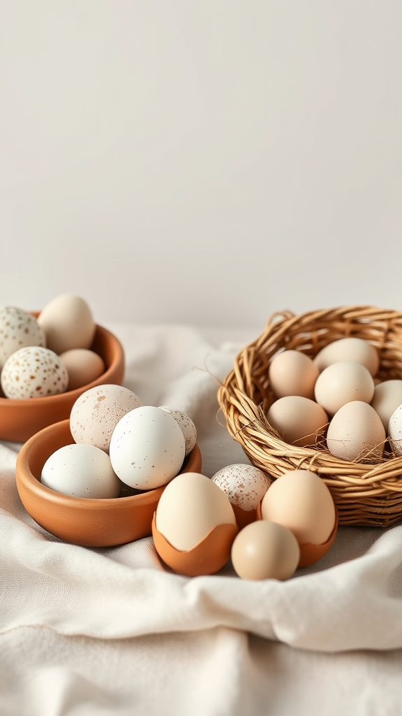 2. Earthy Elegant Egg Displays