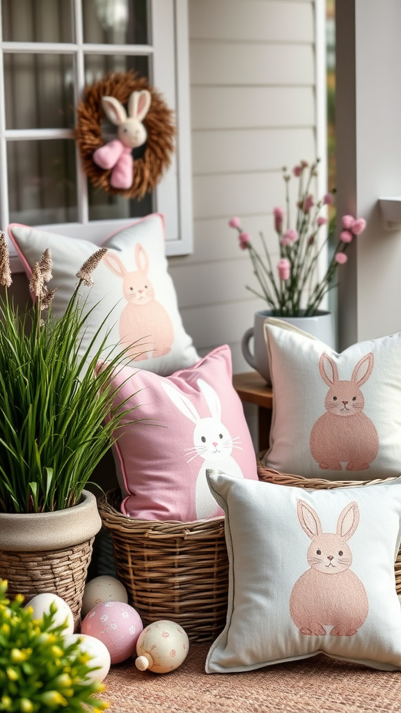 11. Cozy Bunny Pillow Arrangements