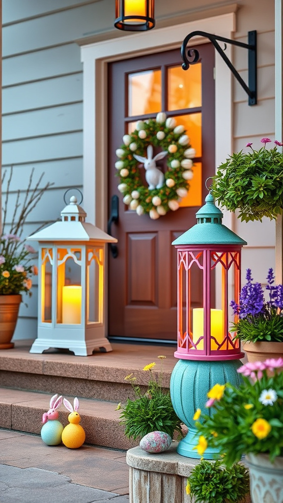 12. Cheerful Springtime Porch Lanterns