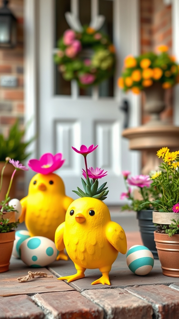 13. Playful Chick Flower Pots