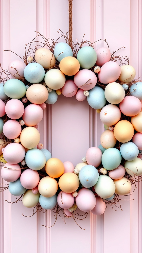 2. Pastel Egg Wreath Extravaganza