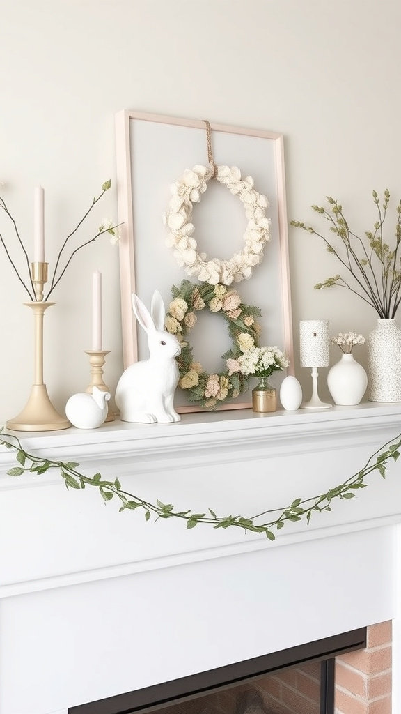 13. Minimalist Easter Mantel Decor