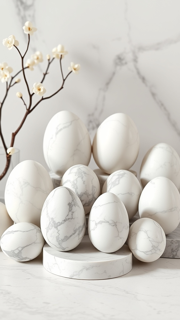 19. Polished Marble Egg Sculptures