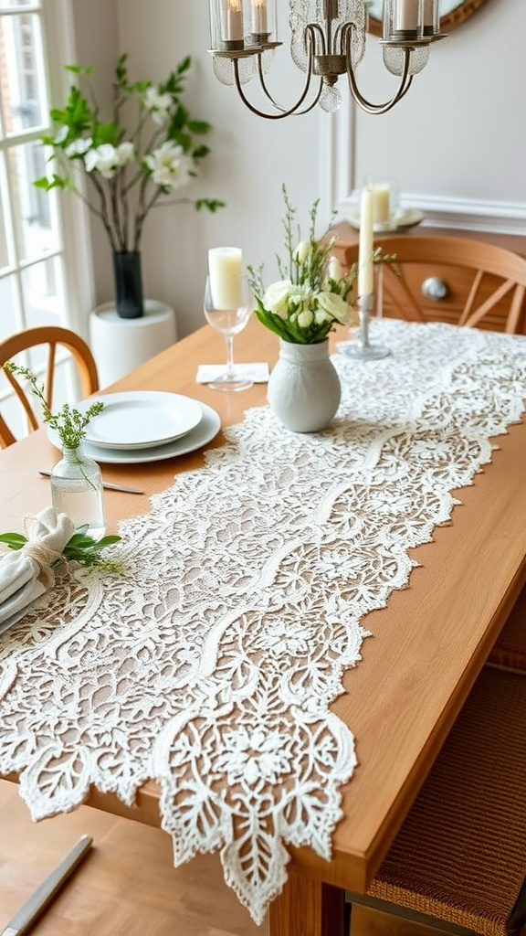 6. Lace-Trimmed Easter Table Runners