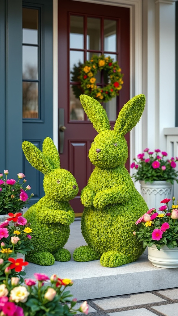 1. Bunny Topiaries for a Whimsical Touch