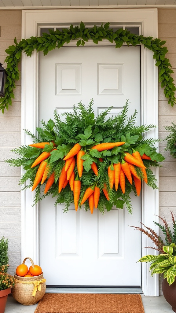 10. Decorative Carrots and Greenery Swag