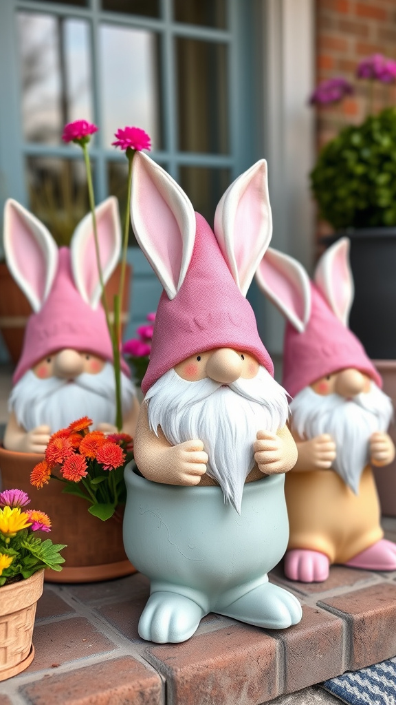 14. Bunny Gnome Planter Decorations