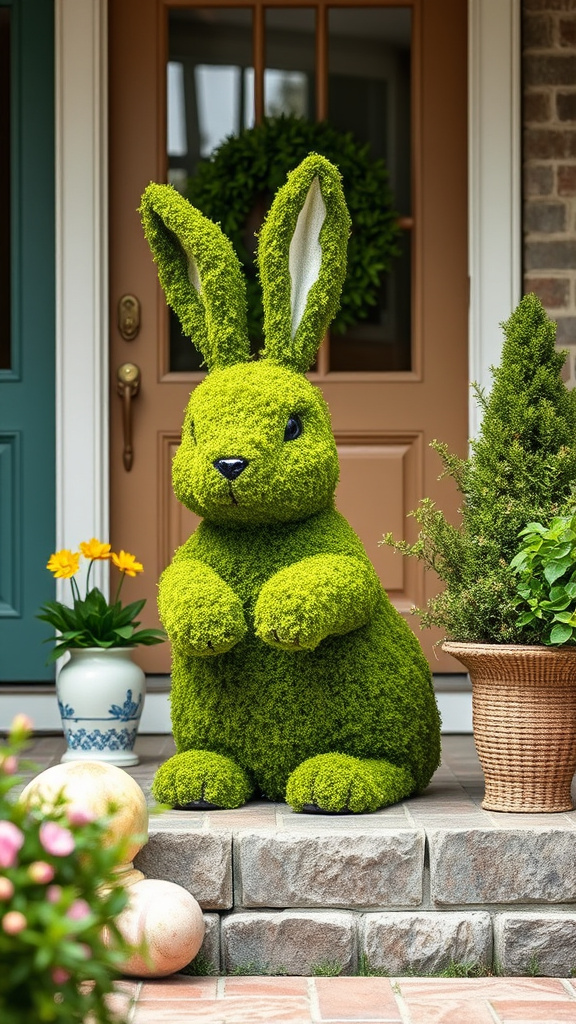 19. Moss-Covered Bunny Topiary