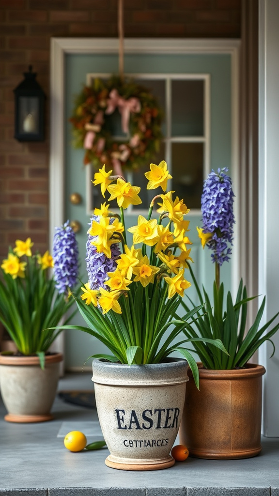 22. Potted Daffodils and Hyacinths