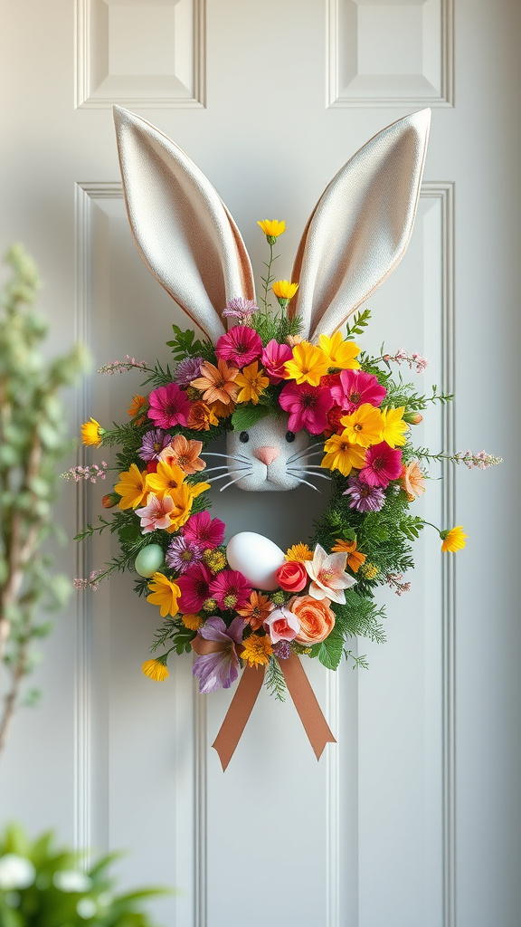 4. DIY Floral Bunny Wreath