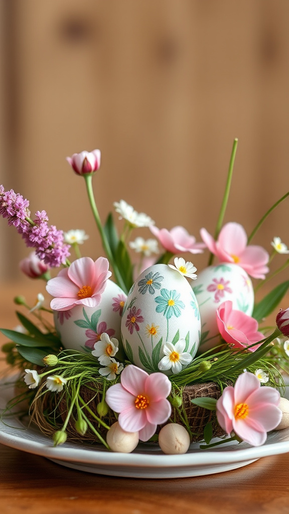 1. Floral Easter Egg Centerpieces