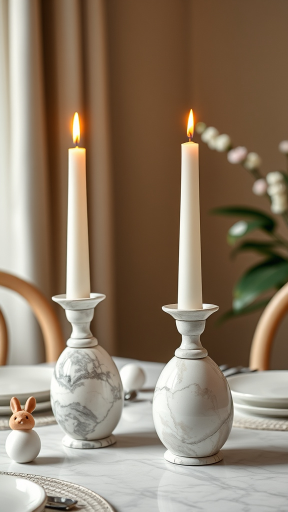 20. Marbled Egg Candlestick Holders