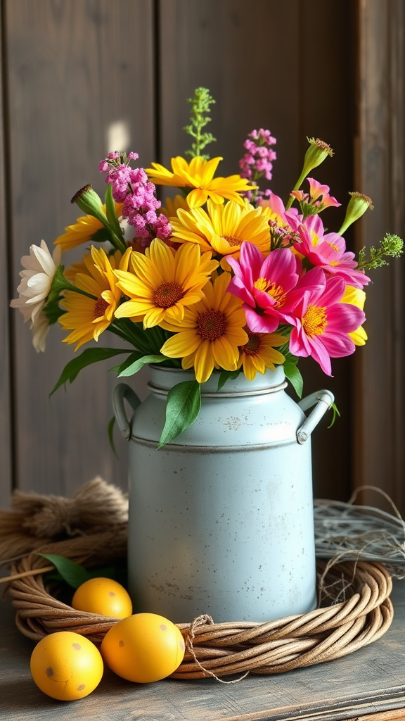 13. Milk Can Flower Arrangements