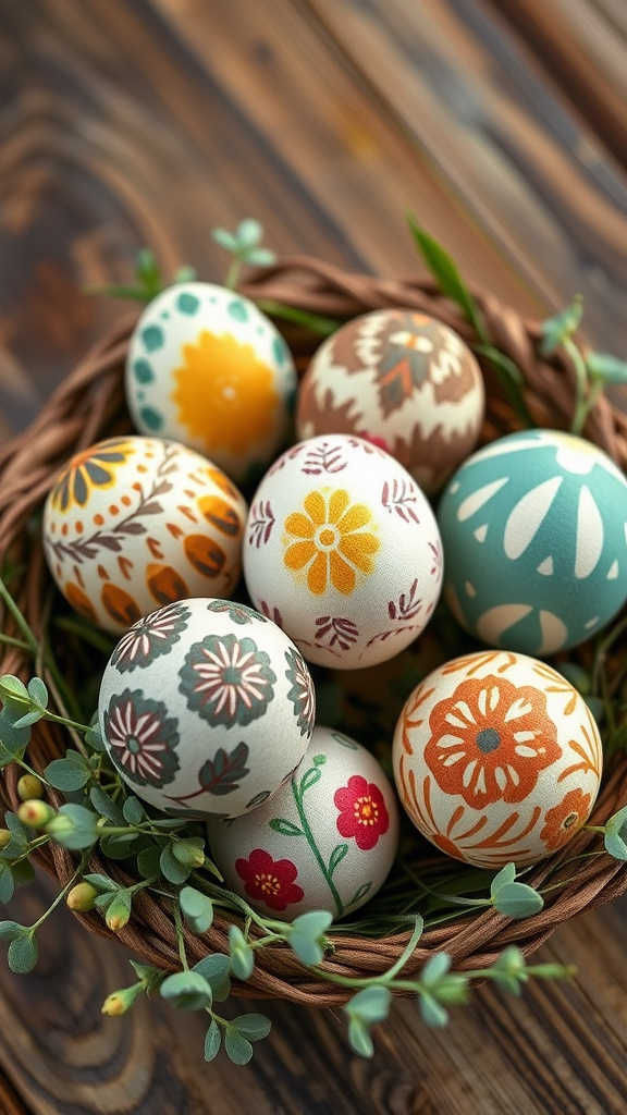 14. Hand-Painted Wooden Eggs