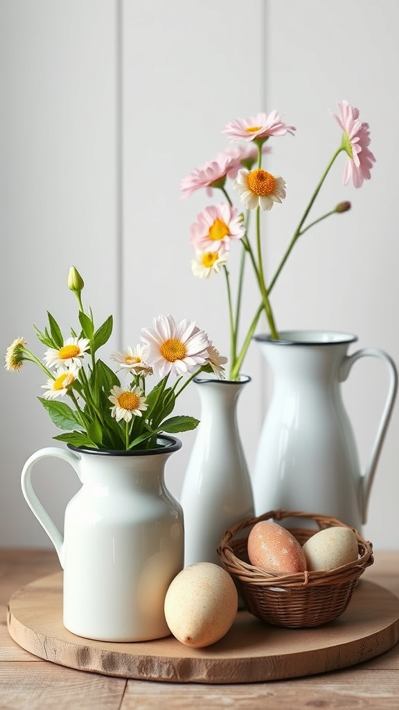 15. Enamel Pitcher Vases