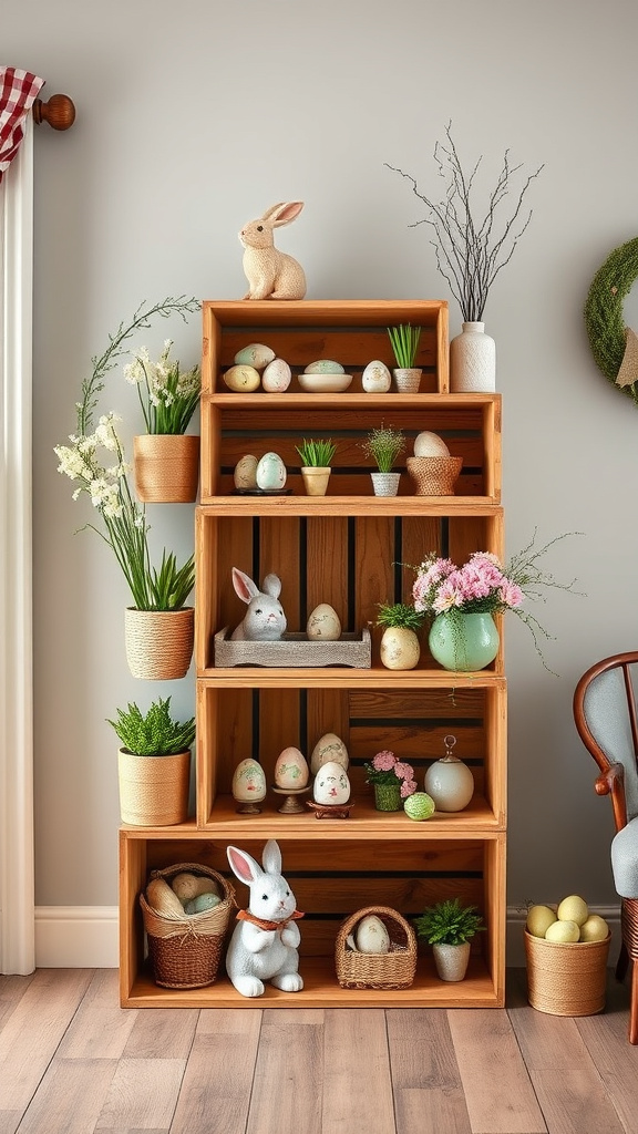 16. Wooden Crate Shelving