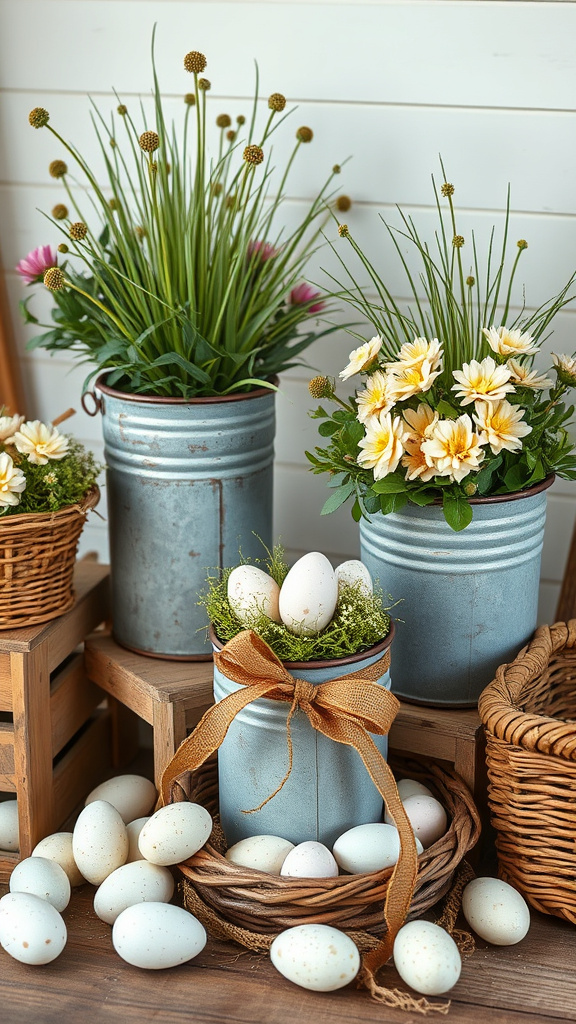 5. Galvanized Planter Displays