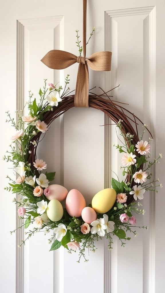 7. Floral Wreaths with Eggs