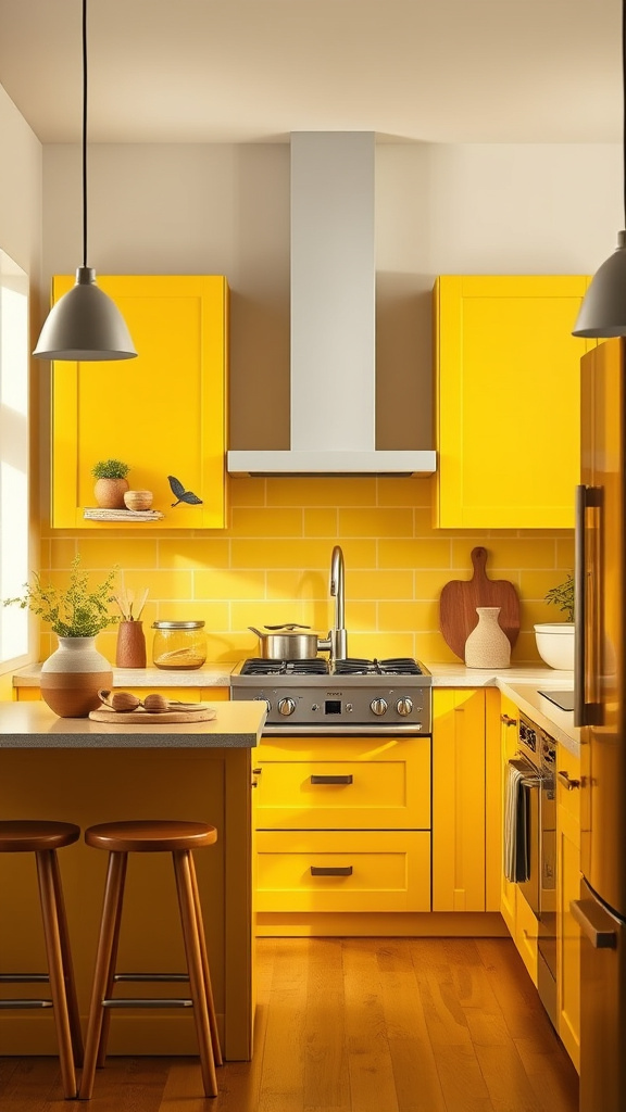 1. Cheerful Sunshine Yellow Cabinets