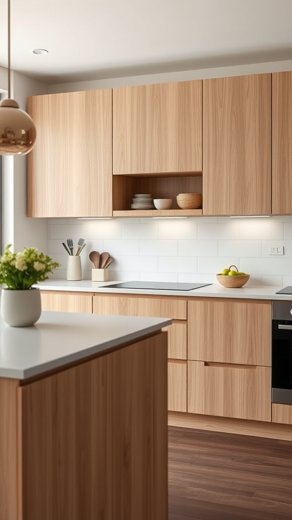 2. Minimalist Charm: Oak Kitchen Cabinets