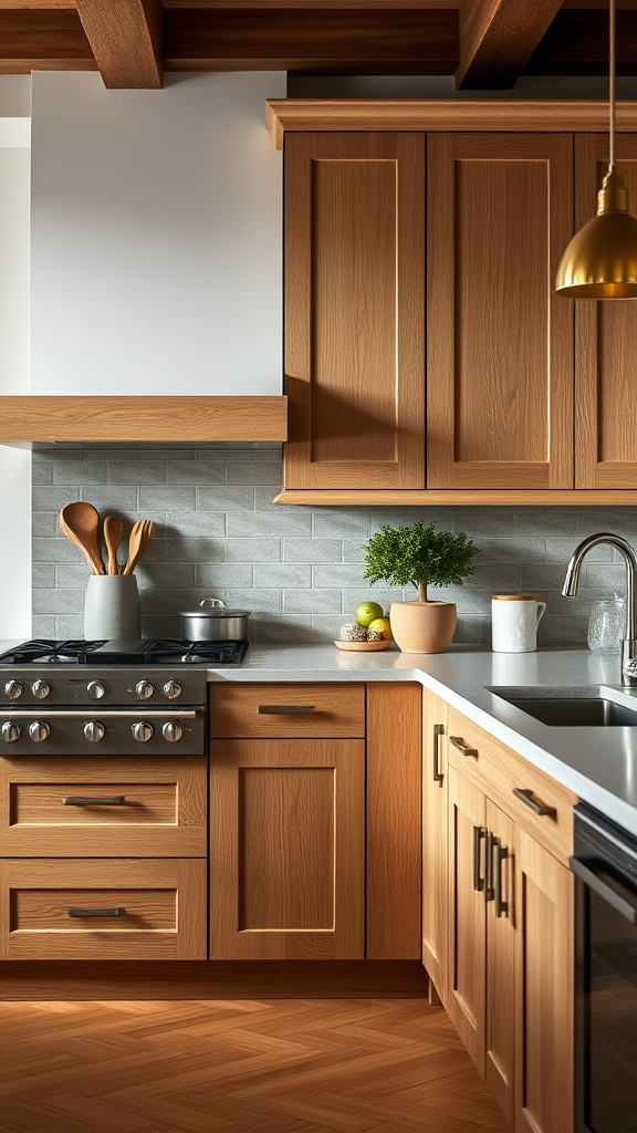 4. Classic Meets Modern: Oak Cabinets