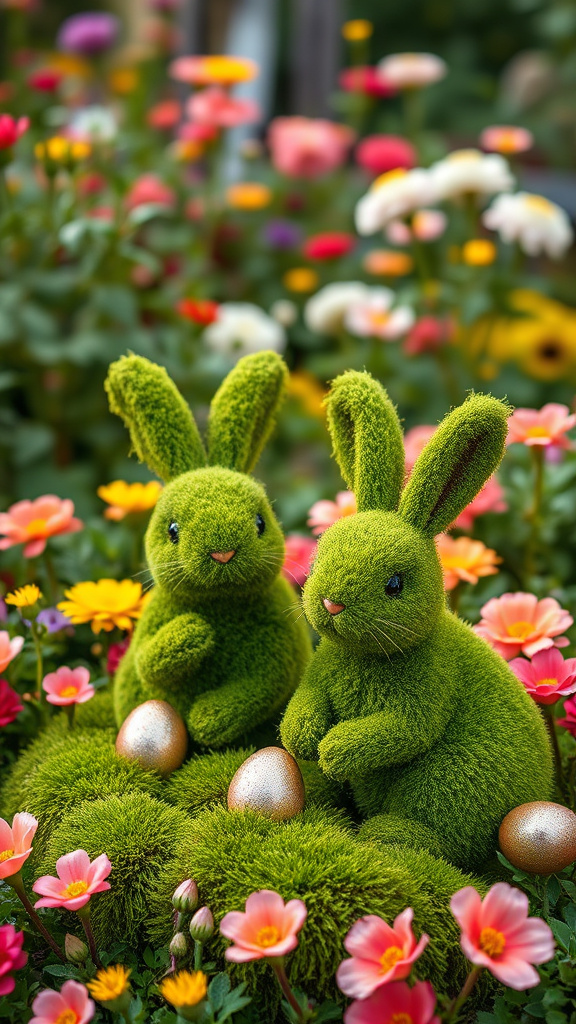 11. Unique Moss Bunny Topiaries