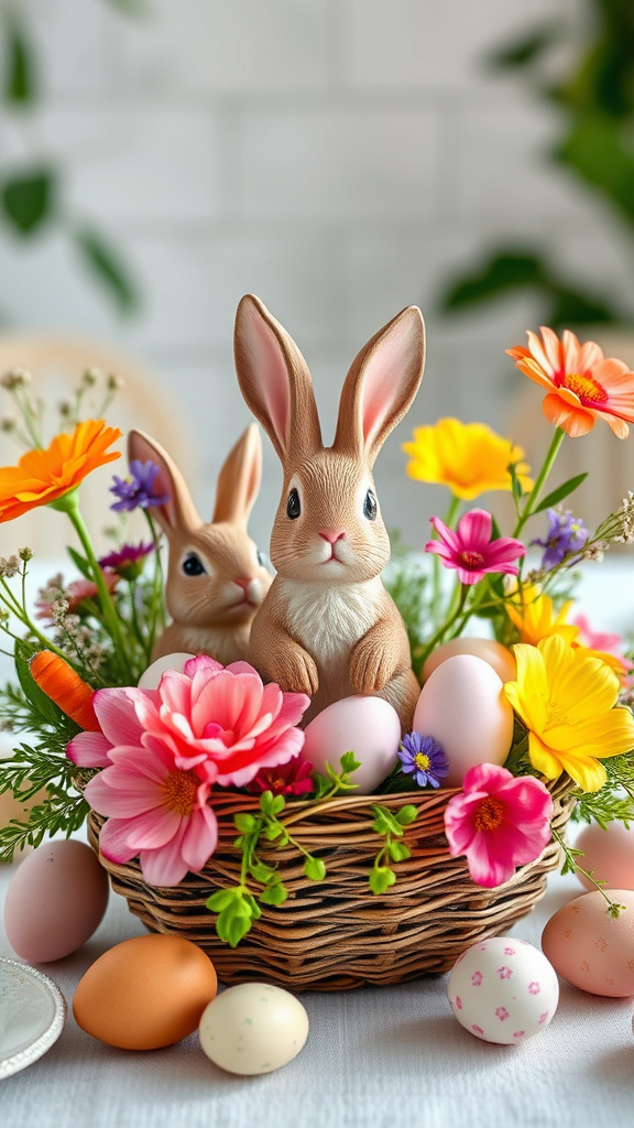 3. Vibrant Bunny-Themed Centerpieces