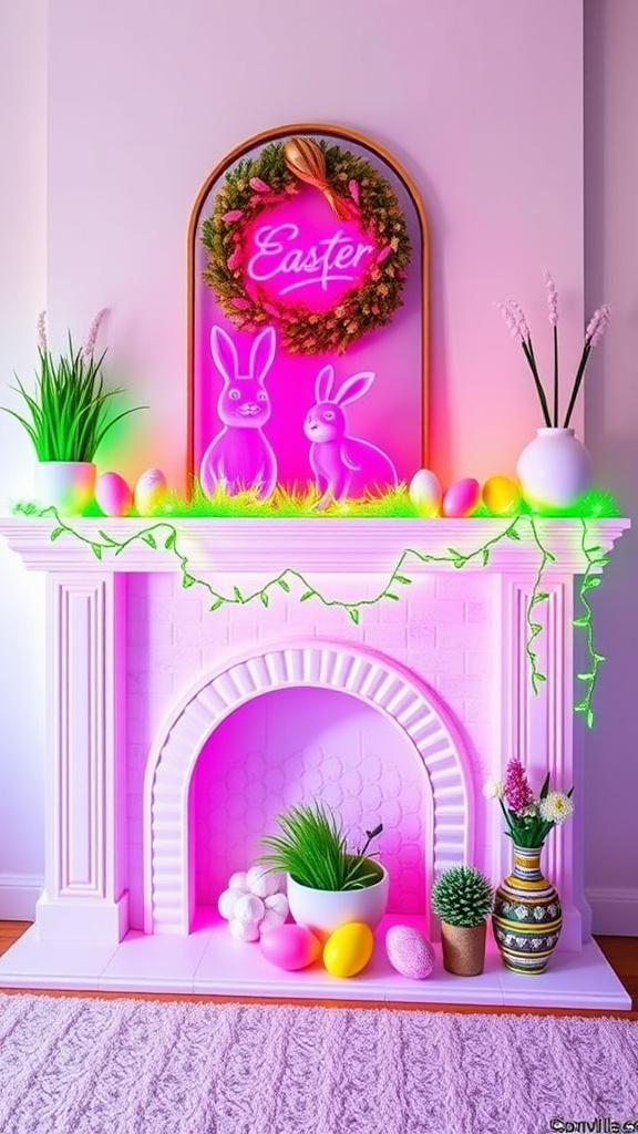 9. Neon Brights Easter Mantels