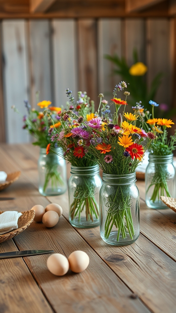 15. Rustic Wood and Wildflowers