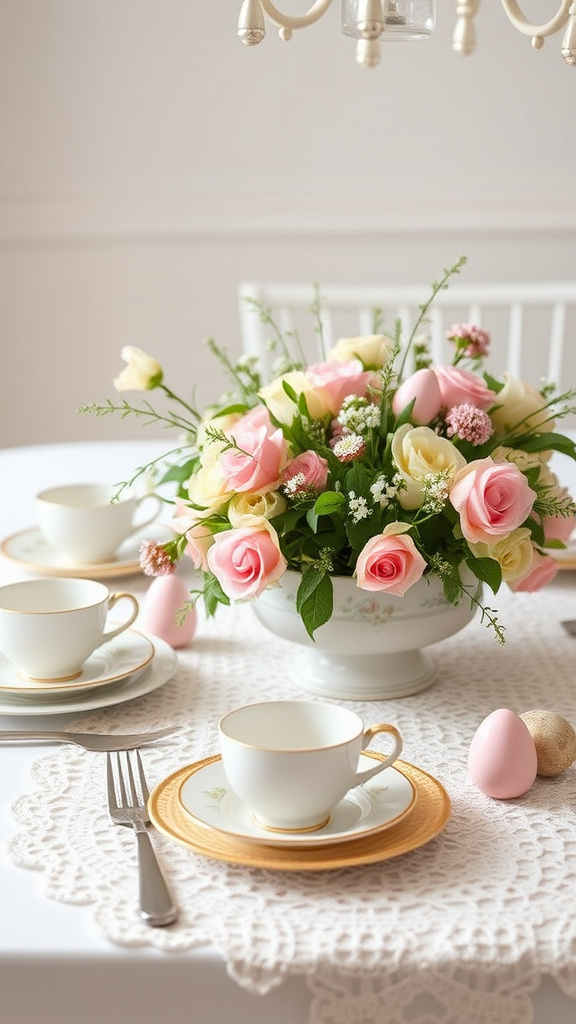 6. Vintage Charm Easter Table